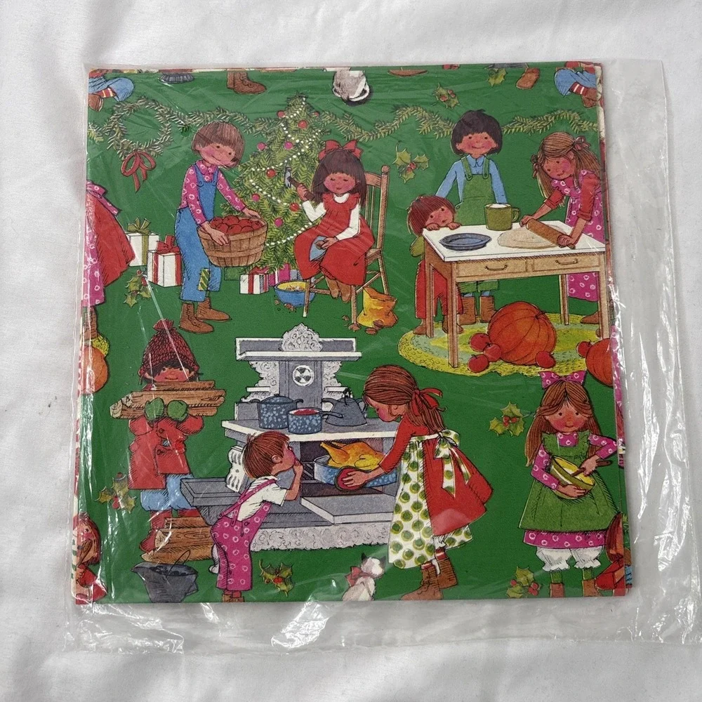 Vtg Lot Of 4 Christmas Wrapping Paper NOS Sealed 187 Sq Ft Total Red Poinsettia